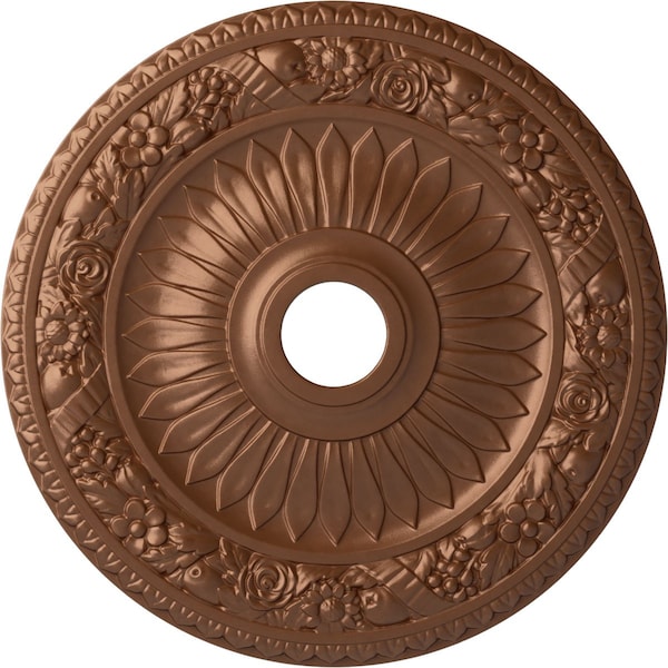 Ekena Millwork Bellona Ceiling Medallion (Canopies up to 3 5/8"), 23 5/8"OD x 3 5/8"ID x 1 1/8"P, Polished Copper CM23BEPOS - main